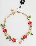 Dolce & Gabbana Gold Brass Logo Detail Floral Fashion Jewelry Necklace by Dolce & Gabbana