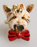 Dolce & Gabbana Gold Brass Resin Beige Dog Pet Accessory Ring by Dolce & Gabbana
