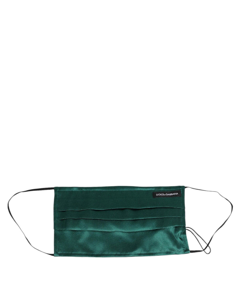 Dolce & Gabbana Green Silk Pleated Elastic Ear Strap Face Mask by Dolce & Gabbana