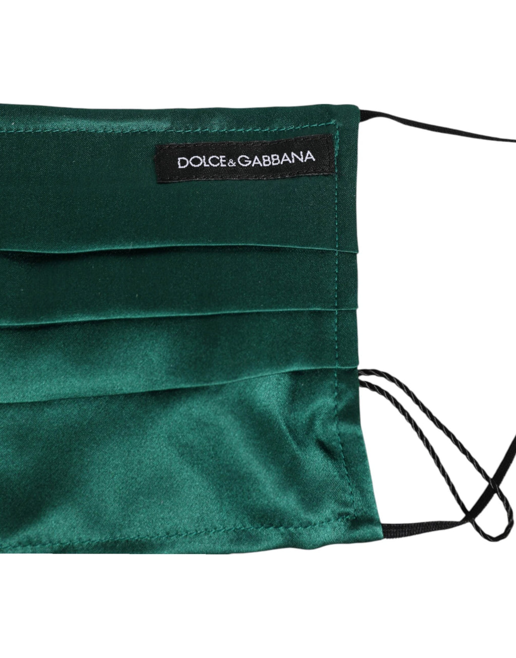Dolce & Gabbana Green Silk Pleated Elastic Ear Strap Face Mask by Dolce & Gabbana