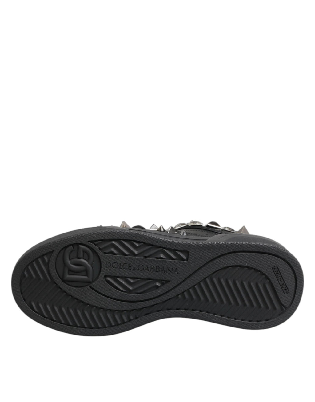 Dolce & Gabbana Black Leather Studded Low Top Sneakers Shoes by Dolce & Gabbana