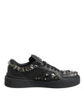 Dolce & Gabbana Black Leather Studded Low Top Sneakers Shoes by Dolce & Gabbana