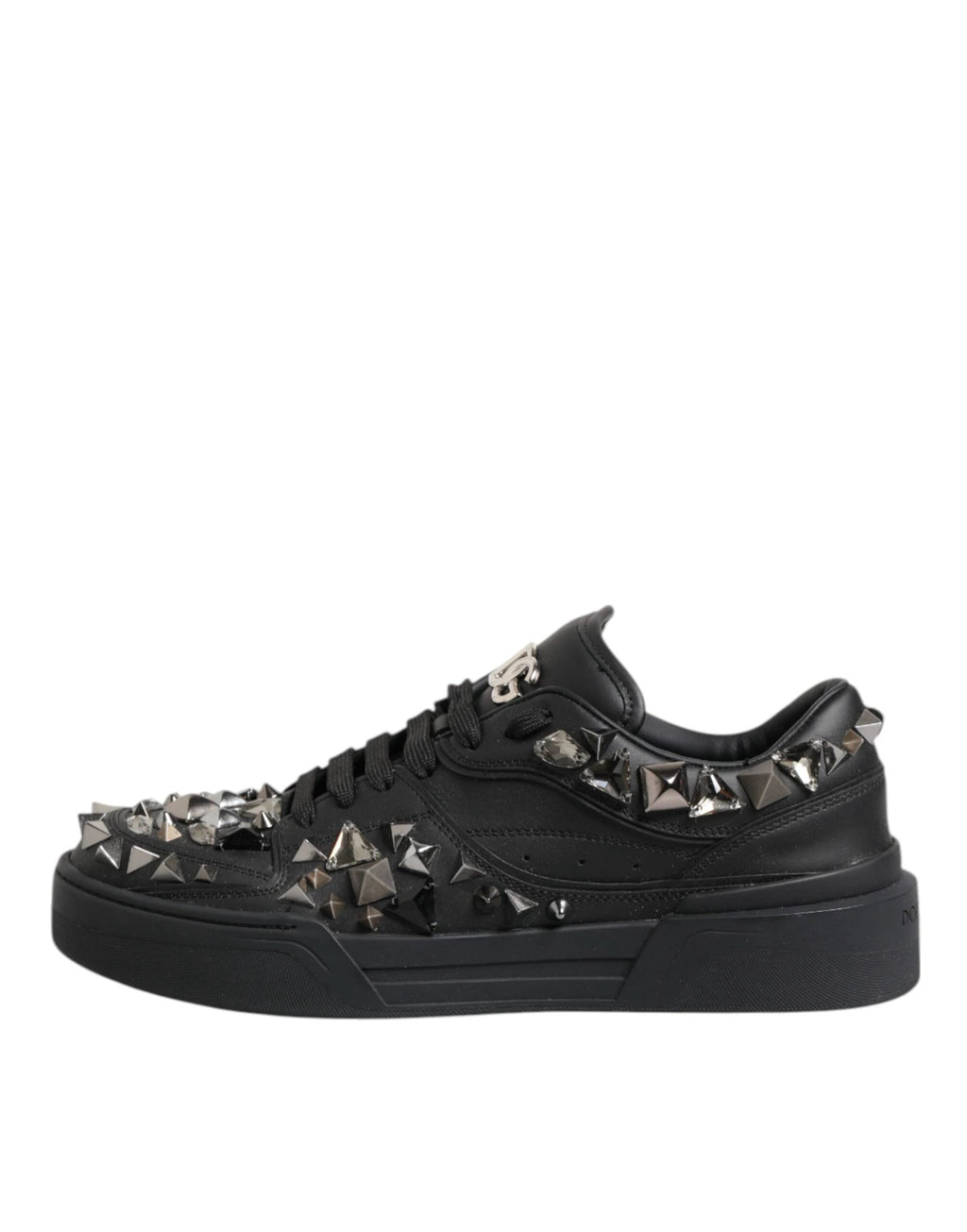 Dolce & Gabbana Black Leather Studded Low Top Sneakers Shoes by Dolce & Gabbana