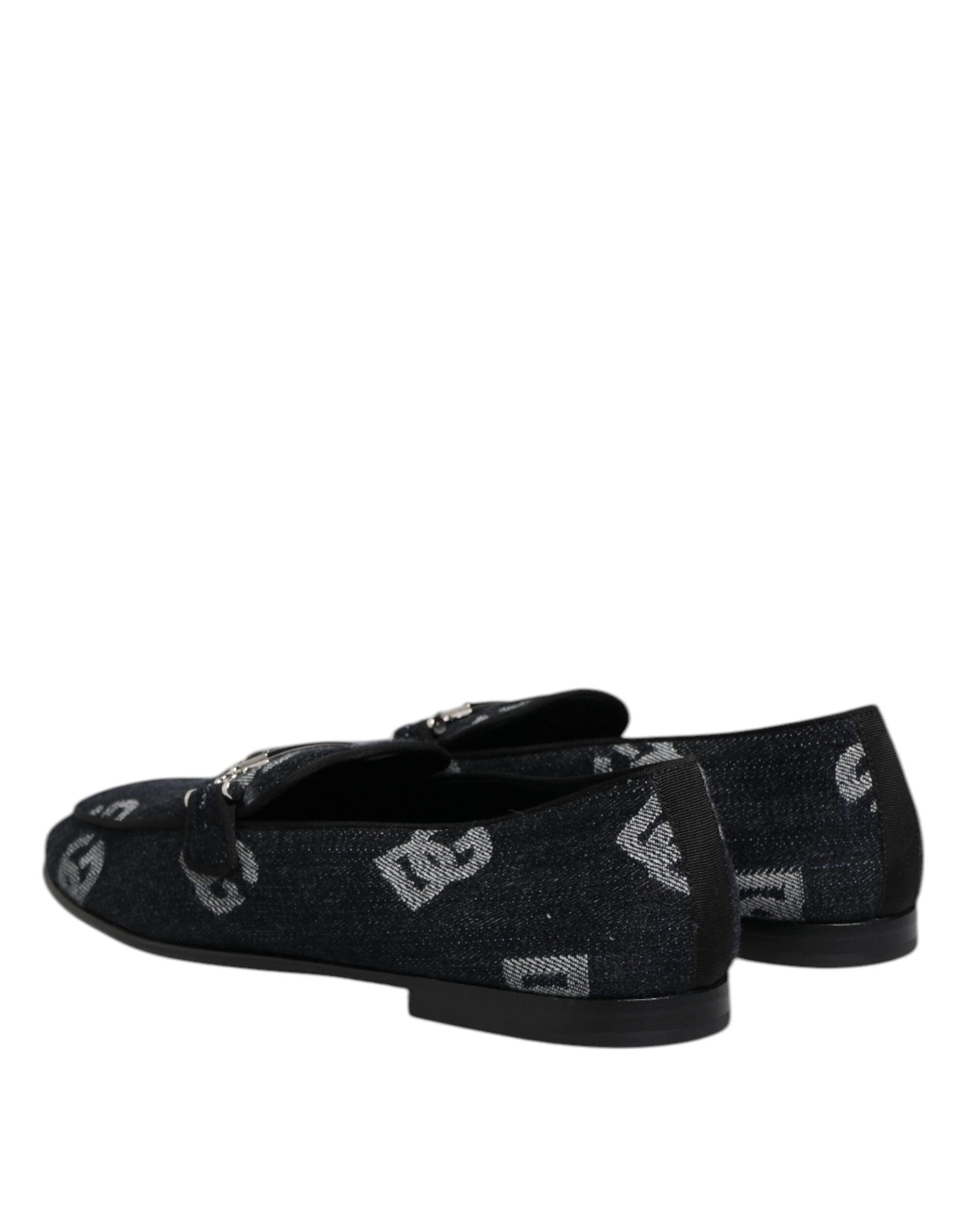 Dolce & Gabbana Blue Logo Cotton Loafers Formal Dress Shoes by Dolce & Gabbana