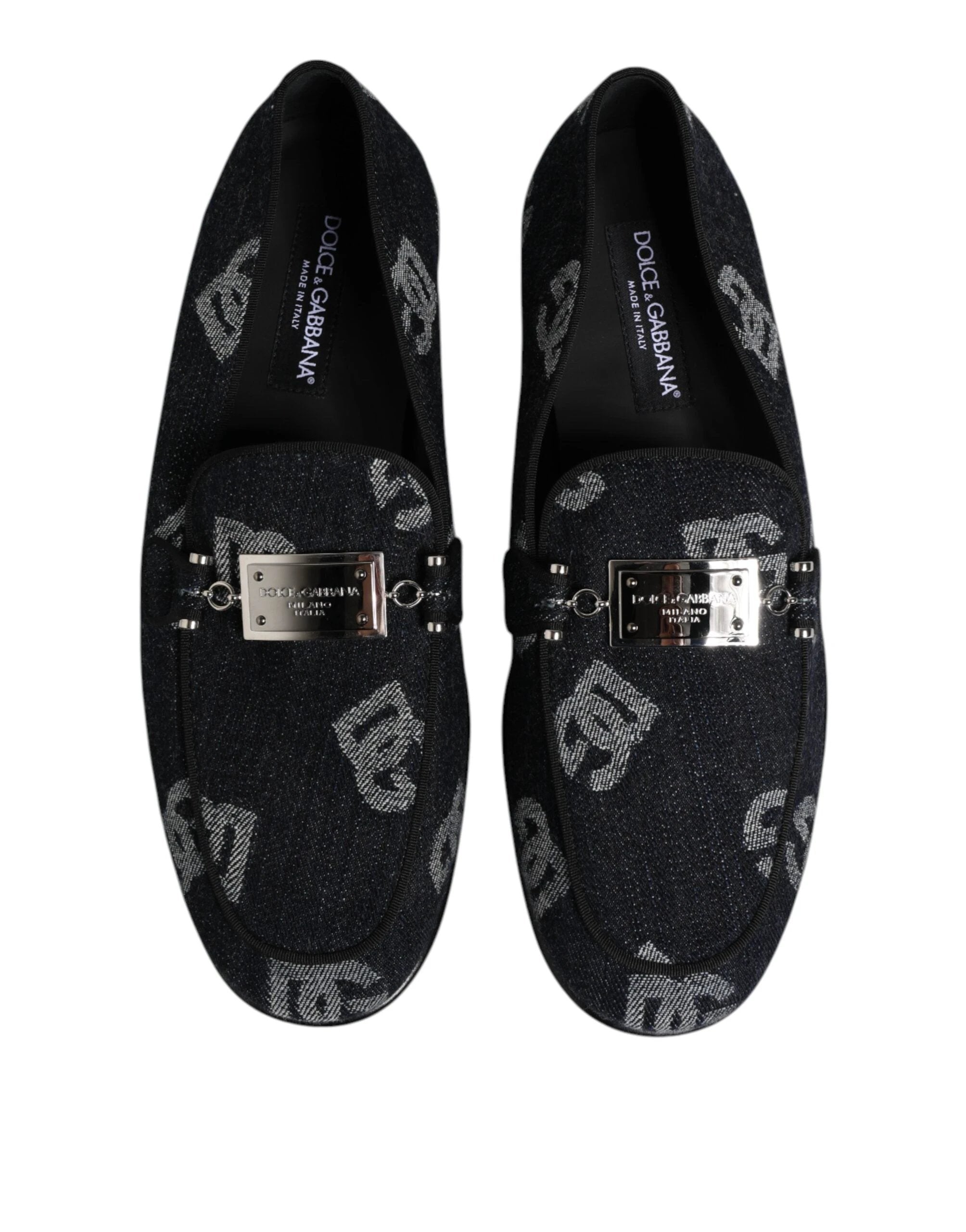 Dolce & Gabbana Blue Logo Cotton Loafers Formal Dress Shoes by Dolce & Gabbana