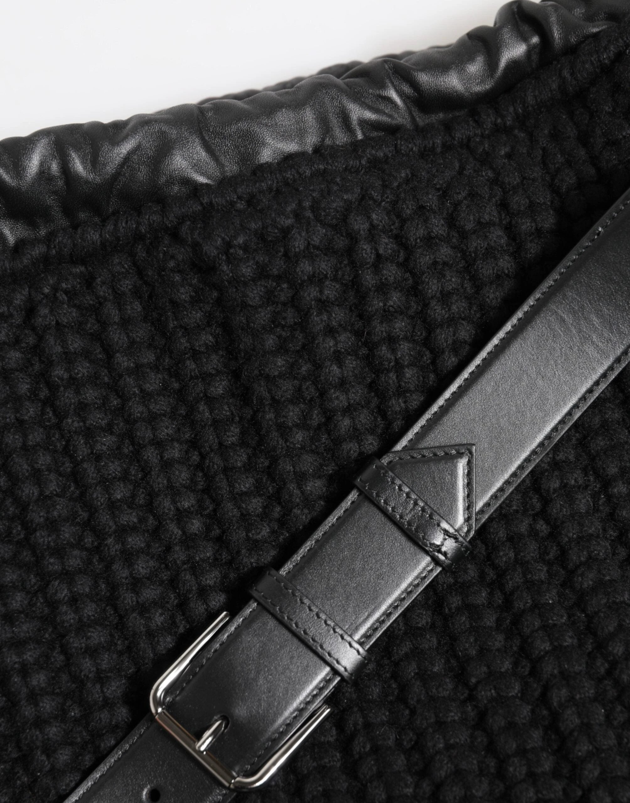 Dolce & Gabbana Black Cashmere Knitted Leather Shoulder Women Borse Bag by Dolce & Gabbana