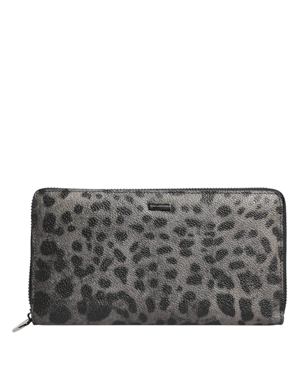 Dolce & Gabbana Black Gray Leopard Leather Zip Around Continental Wallet by Dolce & Gabbana