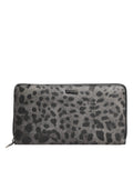 Dolce & Gabbana Black Gray Leopard Leather Zip Around Continental Wallet by Dolce & Gabbana