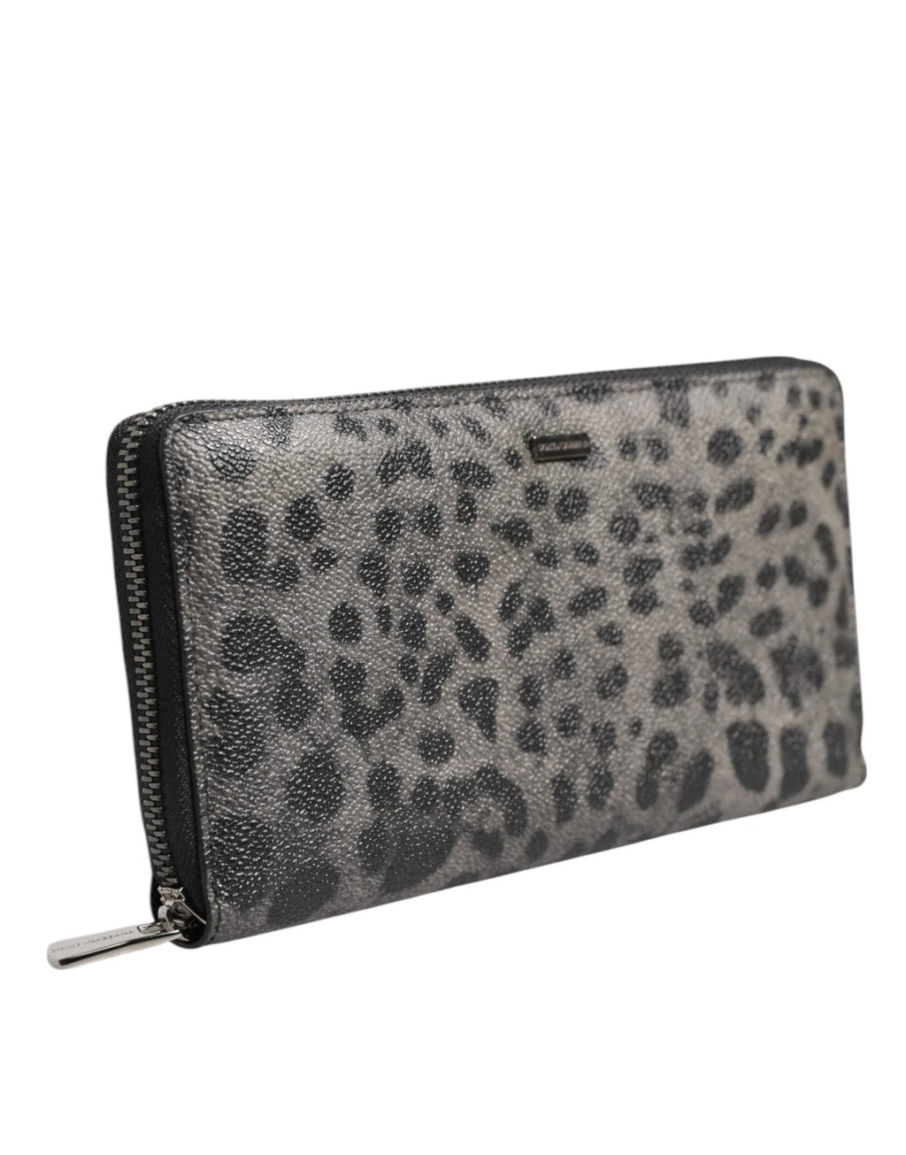 Dolce & Gabbana Black Gray Leopard Leather Zip Around Continental Wallet by Dolce & Gabbana