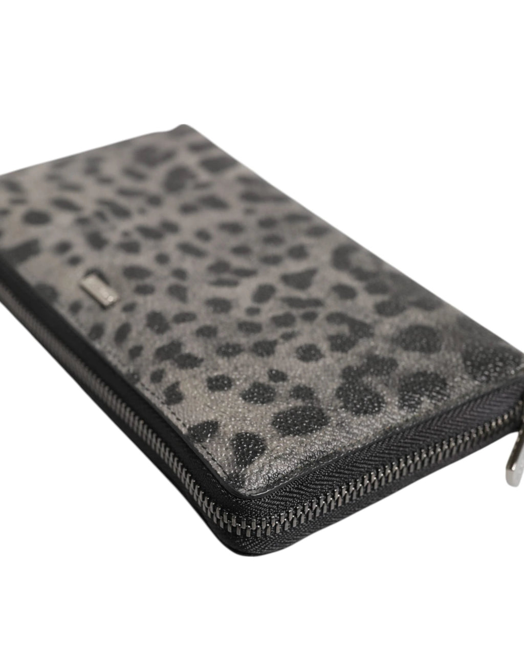 Dolce & Gabbana Black Gray Leopard Leather Zip Around Continental Wallet by Dolce & Gabbana