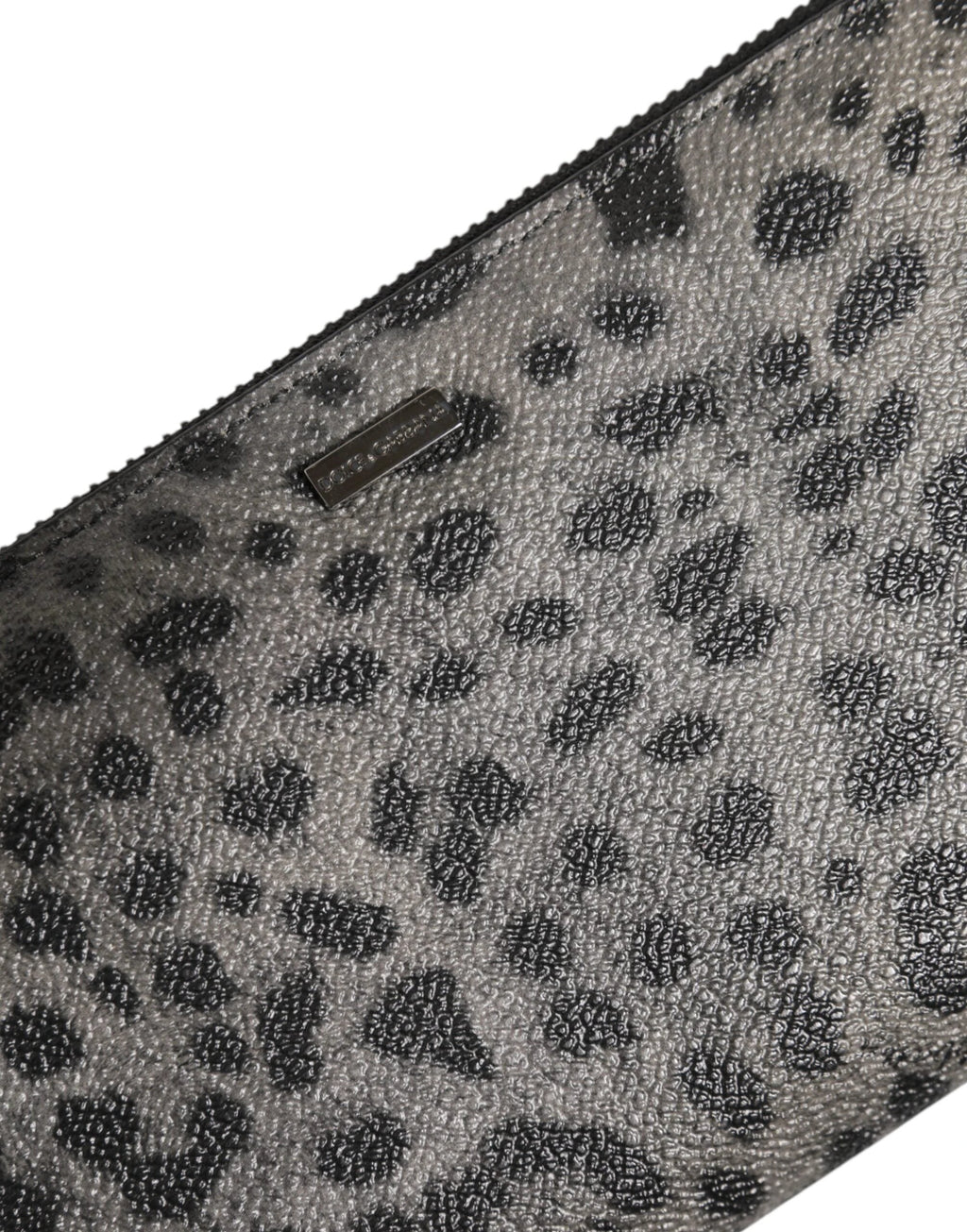Dolce & Gabbana Black Gray Leopard Leather Zip Around Continental Wallet by Dolce & Gabbana