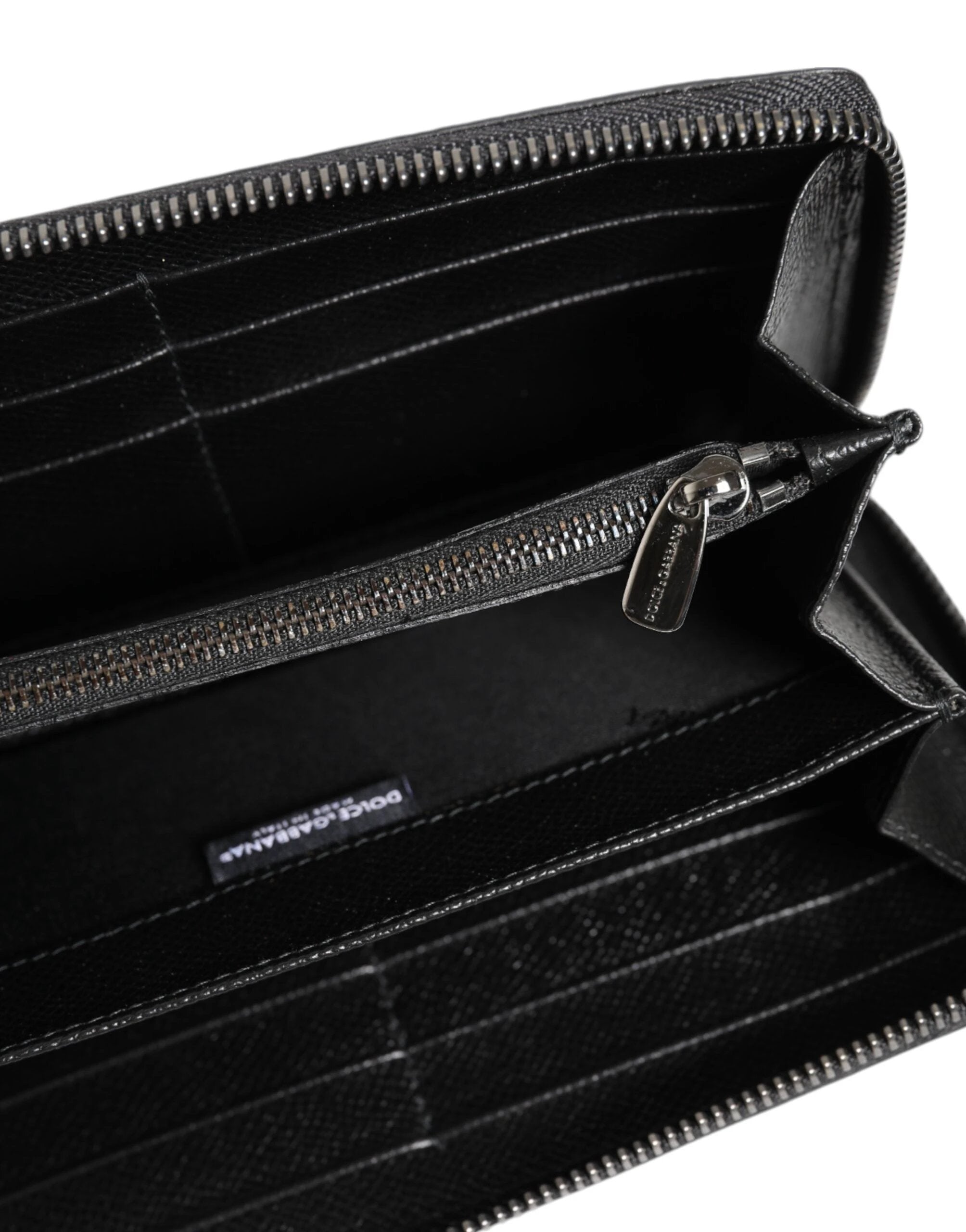 Dolce & Gabbana Black Gray Leopard Leather Zip Around Continental Wallet by Dolce & Gabbana