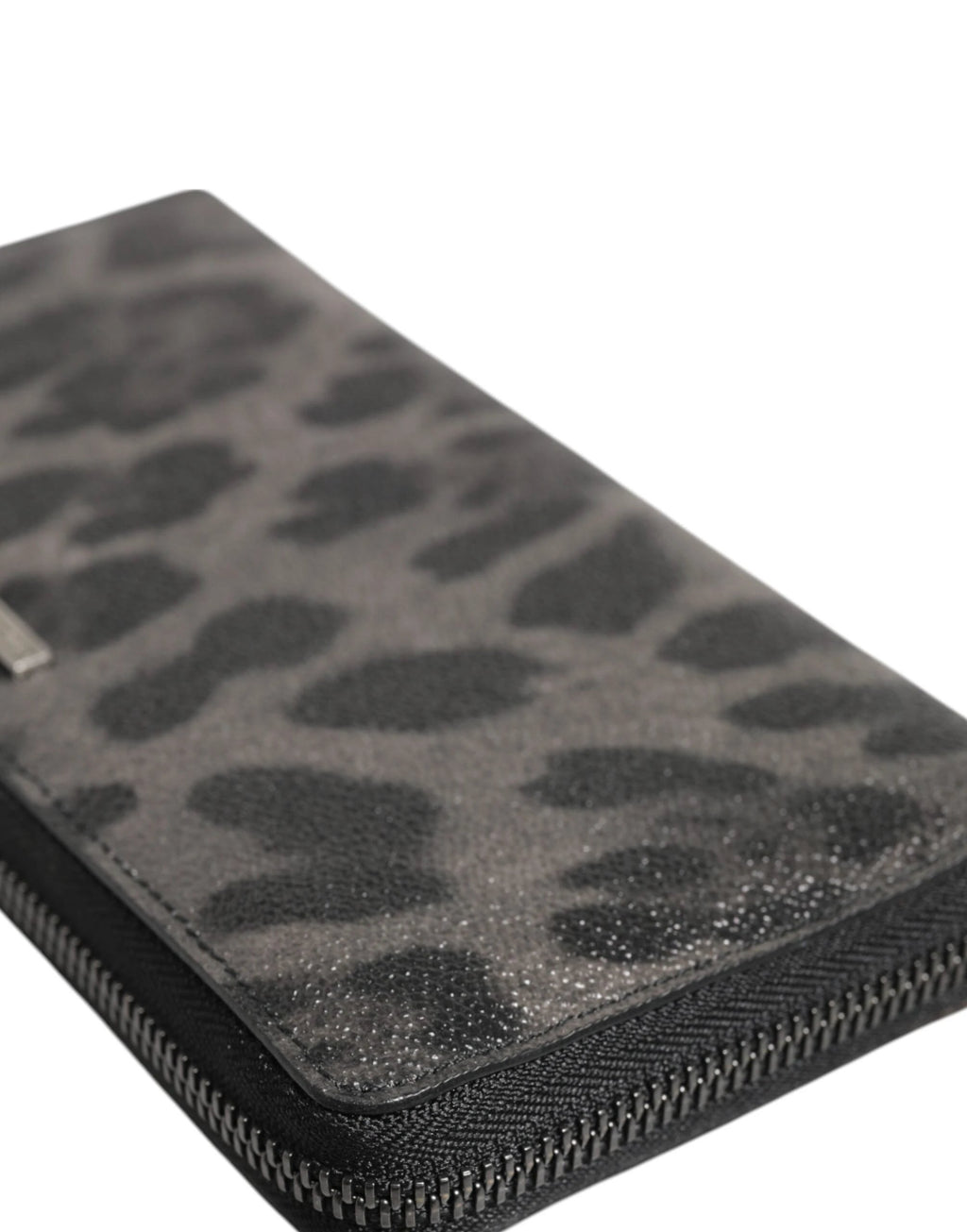 Dolce & Gabbana Black Gray Leopard Leather Zip Around Continental Wallet by Dolce & Gabbana