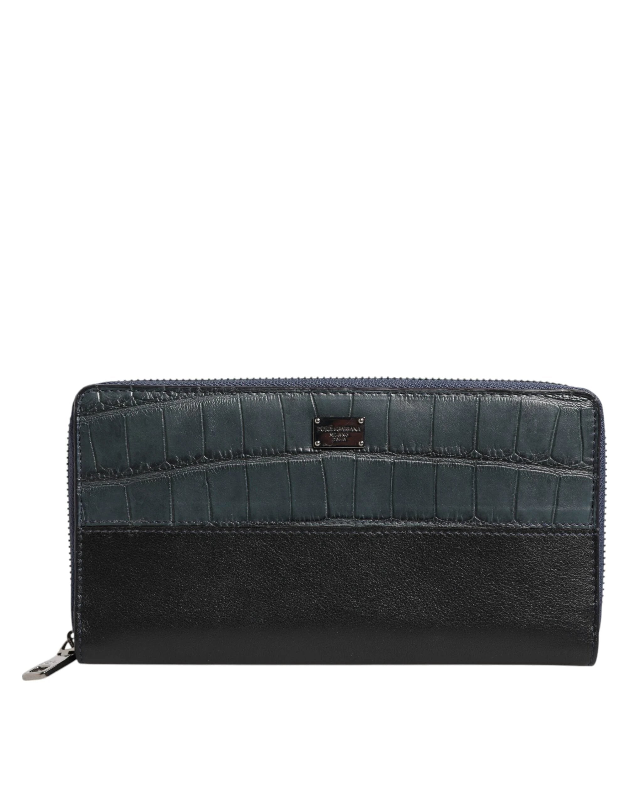 Dolce & Gabbana Black Blue Exotic Leather Men Continental Clutch Wallet by Dolce & Gabbana