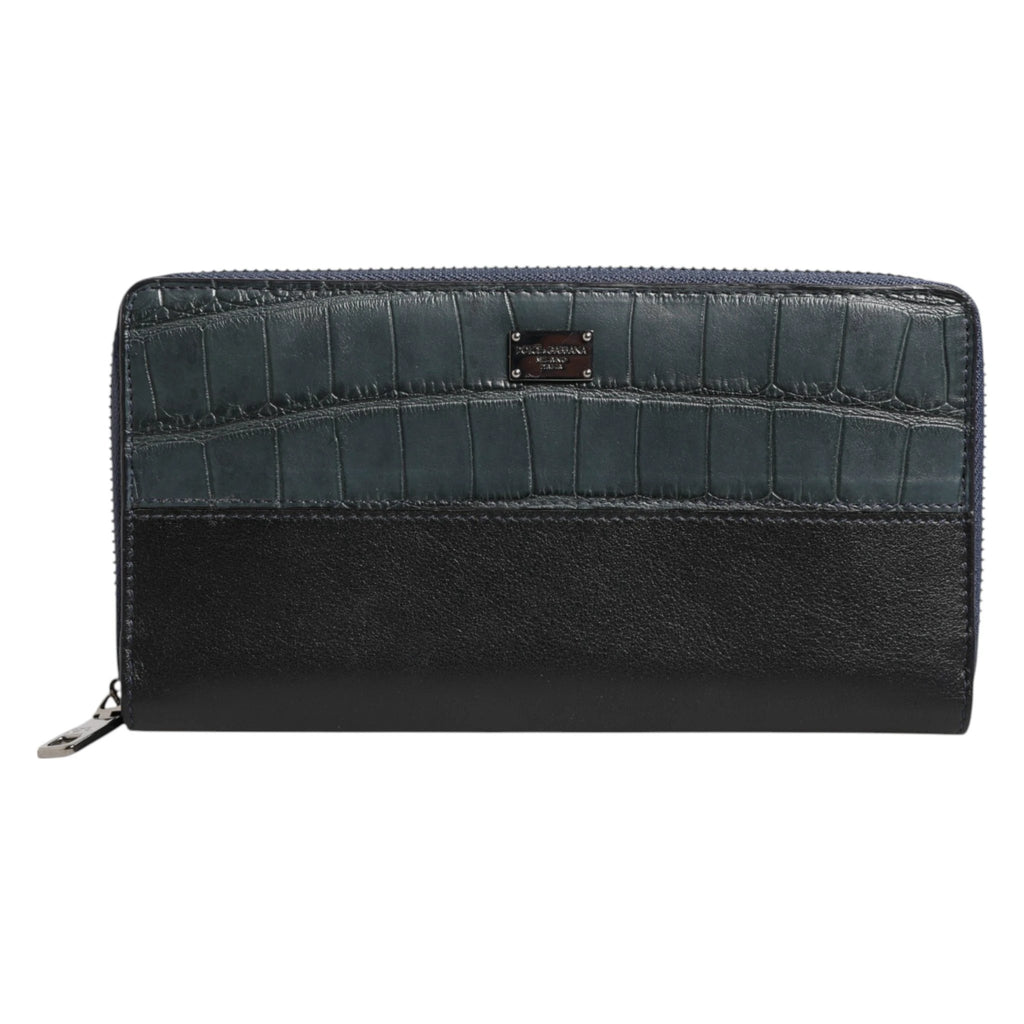 Dolce & Gabbana Black Blue Exotic Leather Men Continental Clutch Wallet by Dolce & Gabbana