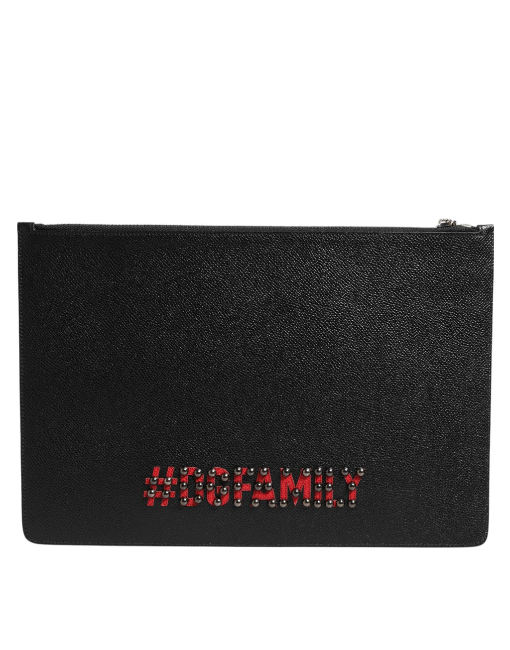 Dolce & Gabbana Black Leather #DGFAMILY Embellished Men Clutch Pouch Bag by Dolce & Gabbana