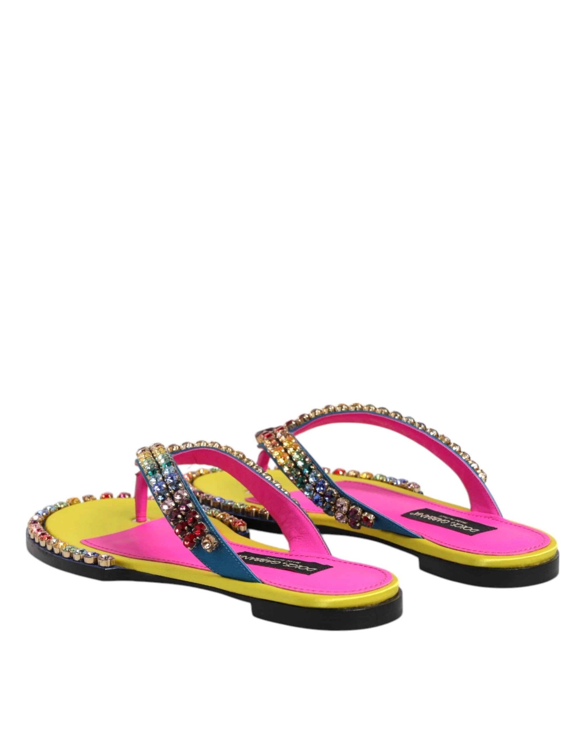 Dolce & Gabbana Multicolor Rhinestone Flip Flop Flat Sandals Shoes by Dolce & Gabbana