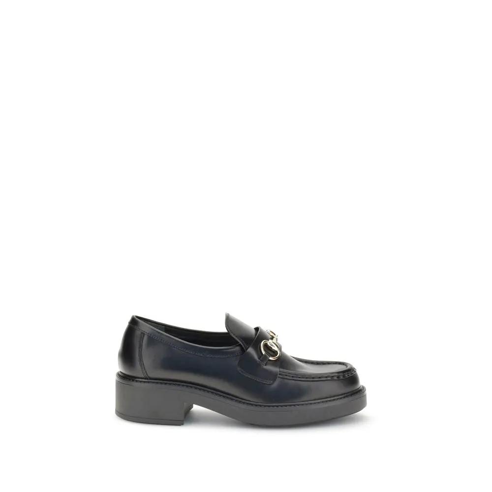 Gucci Black Calf Leather Bos Taurus Slip-On Loafers