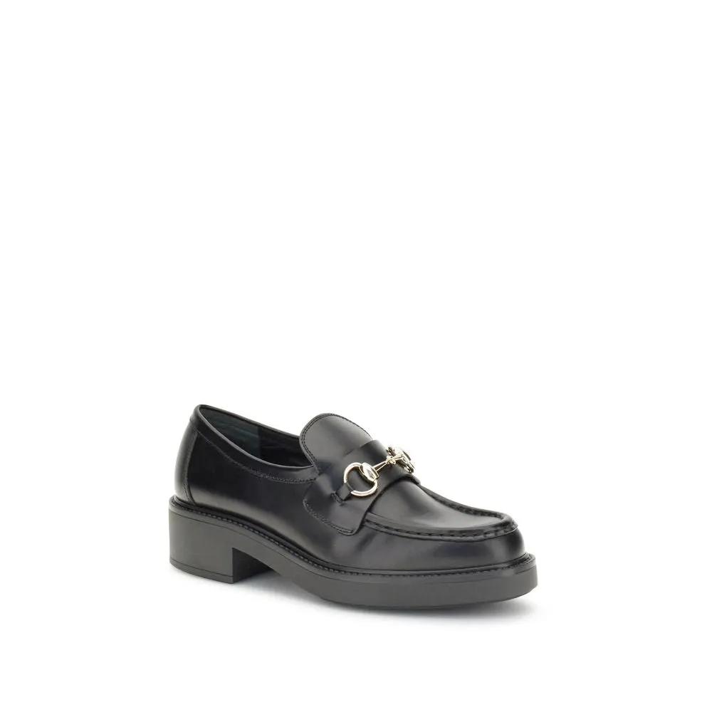 Gucci Black Calf Leather Bos Taurus Slip-On Loafers