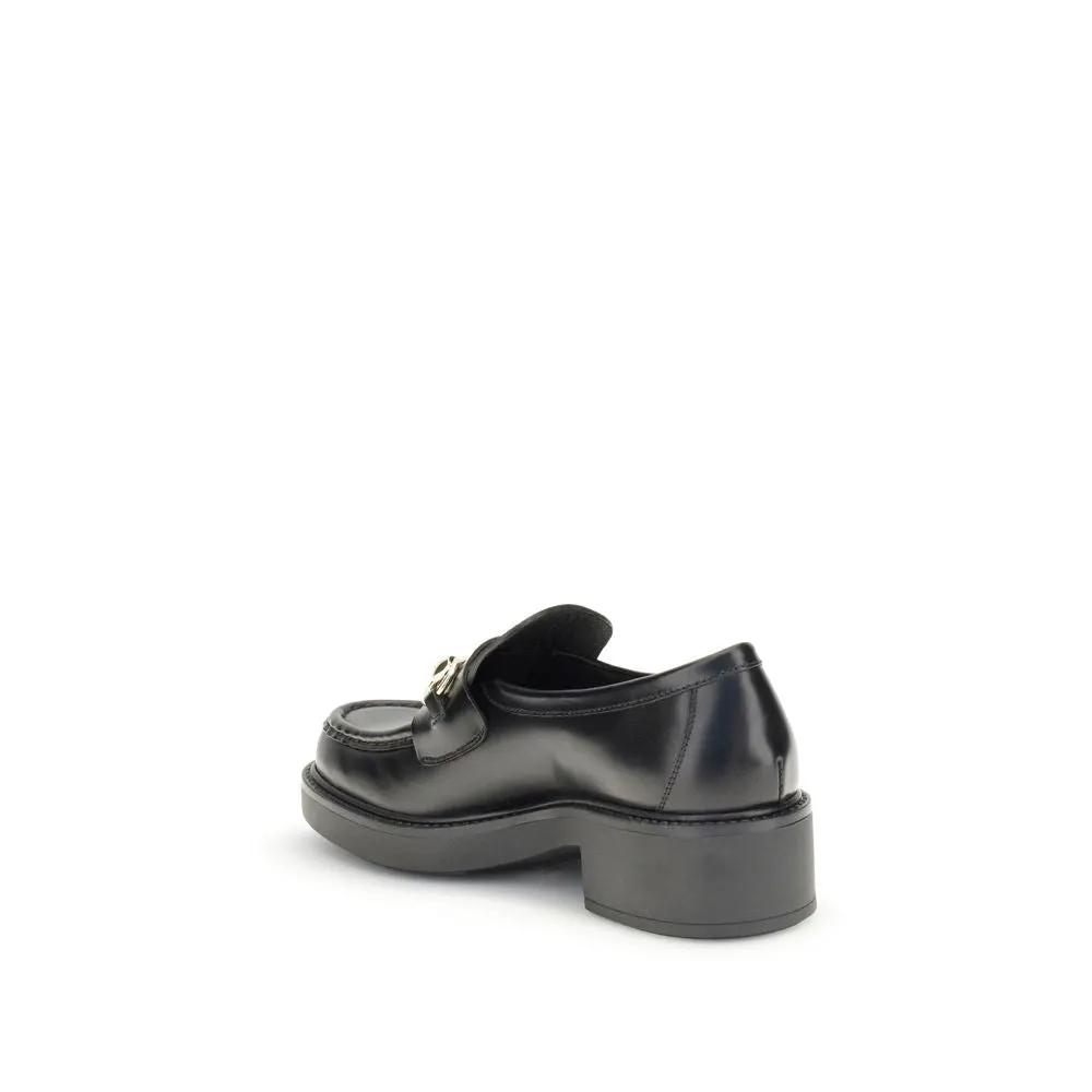 Gucci Black Calf Leather Bos Taurus Slip-On Loafers