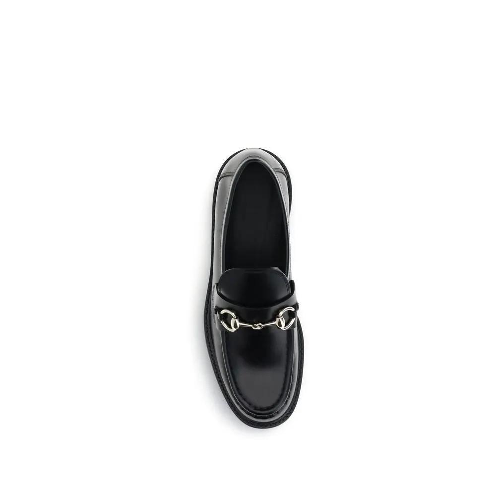 Gucci Black Calf Leather Bos Taurus Slip-On Loafers