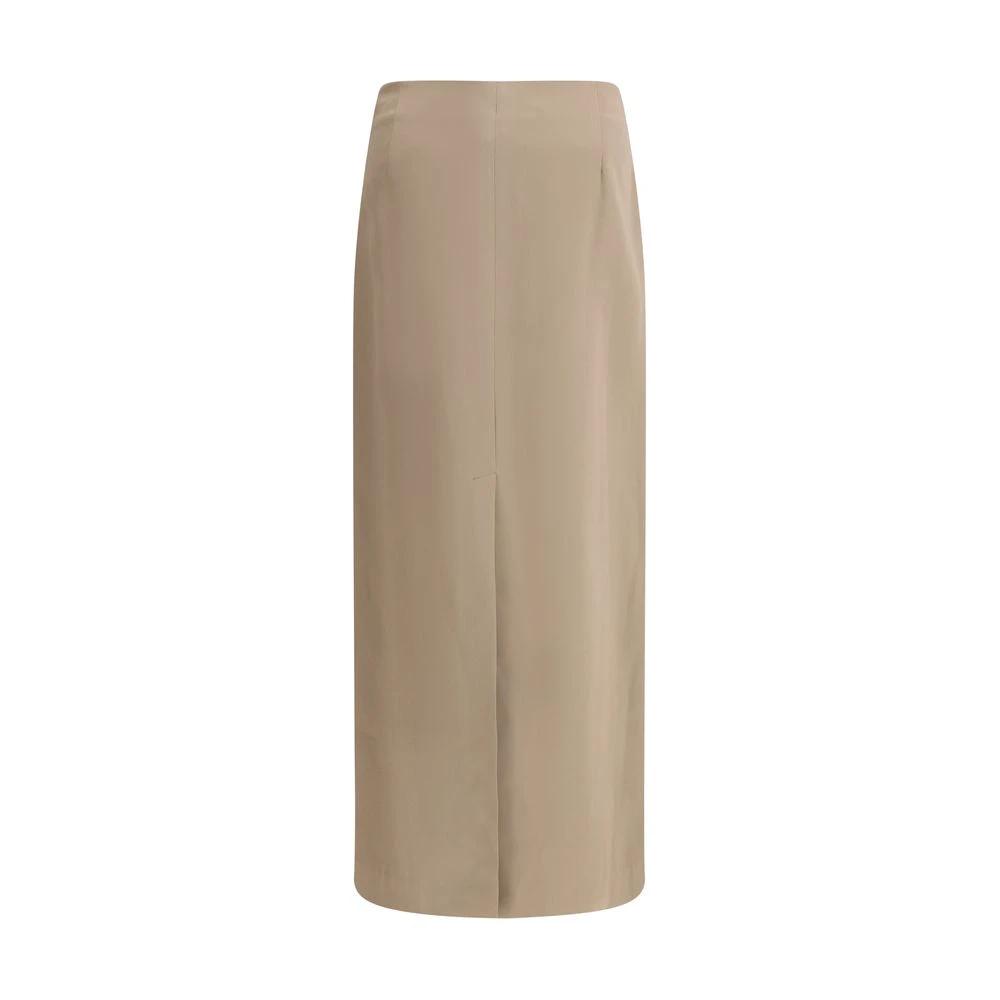 Brunello Cucinelli Gray Acetate Midi Skirt by Brunello Cucinelli