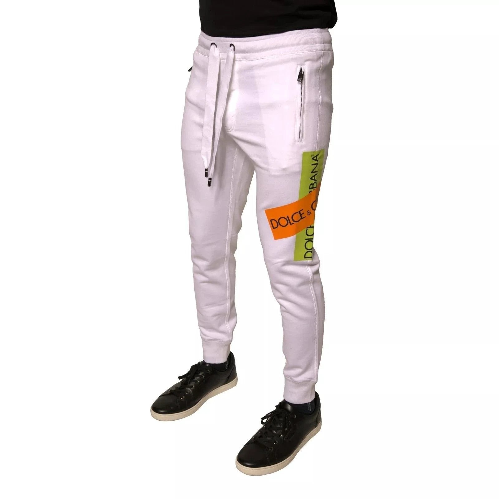 Dolce & Gabbana White Logo Tape Jogger Cotton Sweatpant Pants by Dolce & Gabbana
