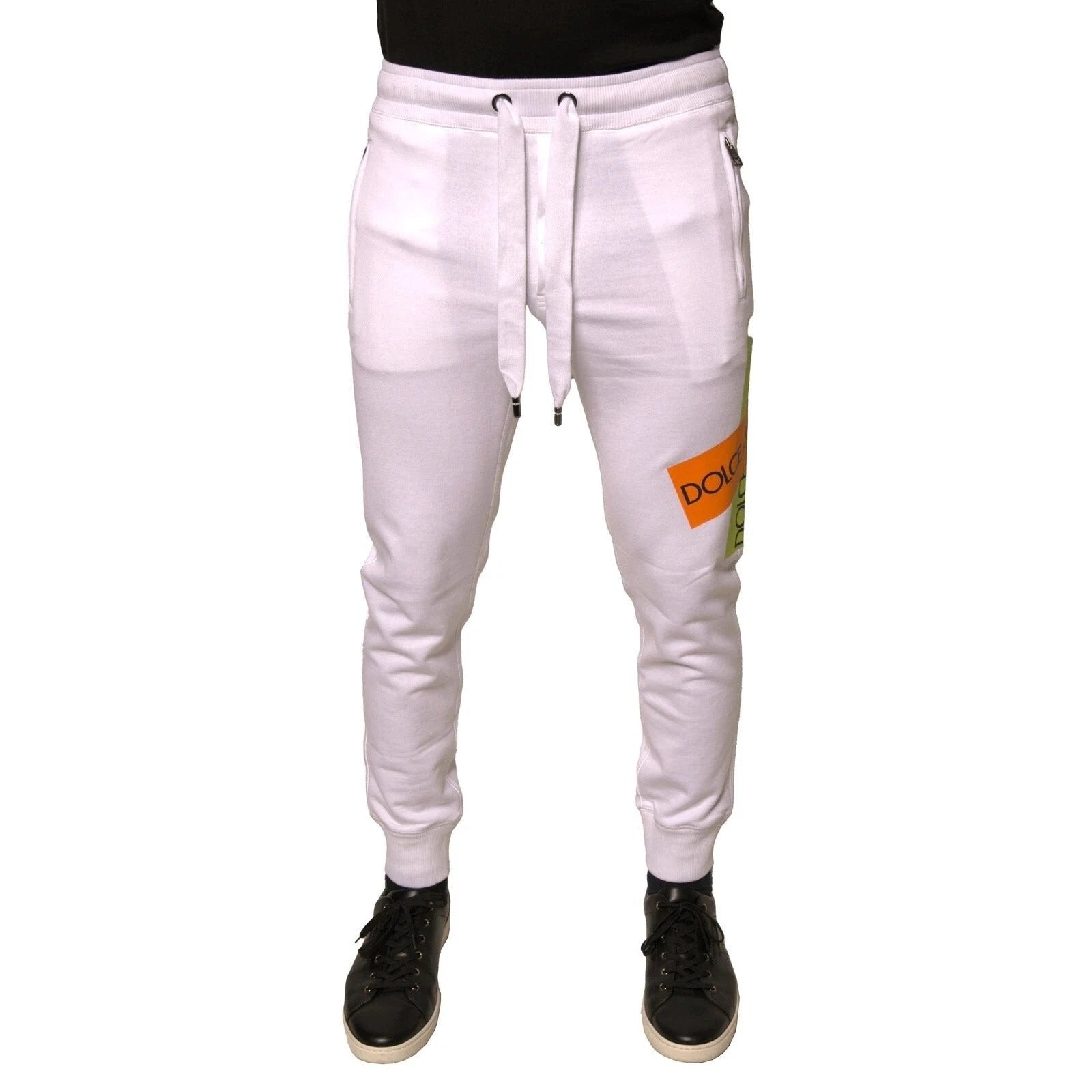 Dolce & Gabbana White Logo Tape Jogger Cotton Sweatpant Pants by Dolce & Gabbana