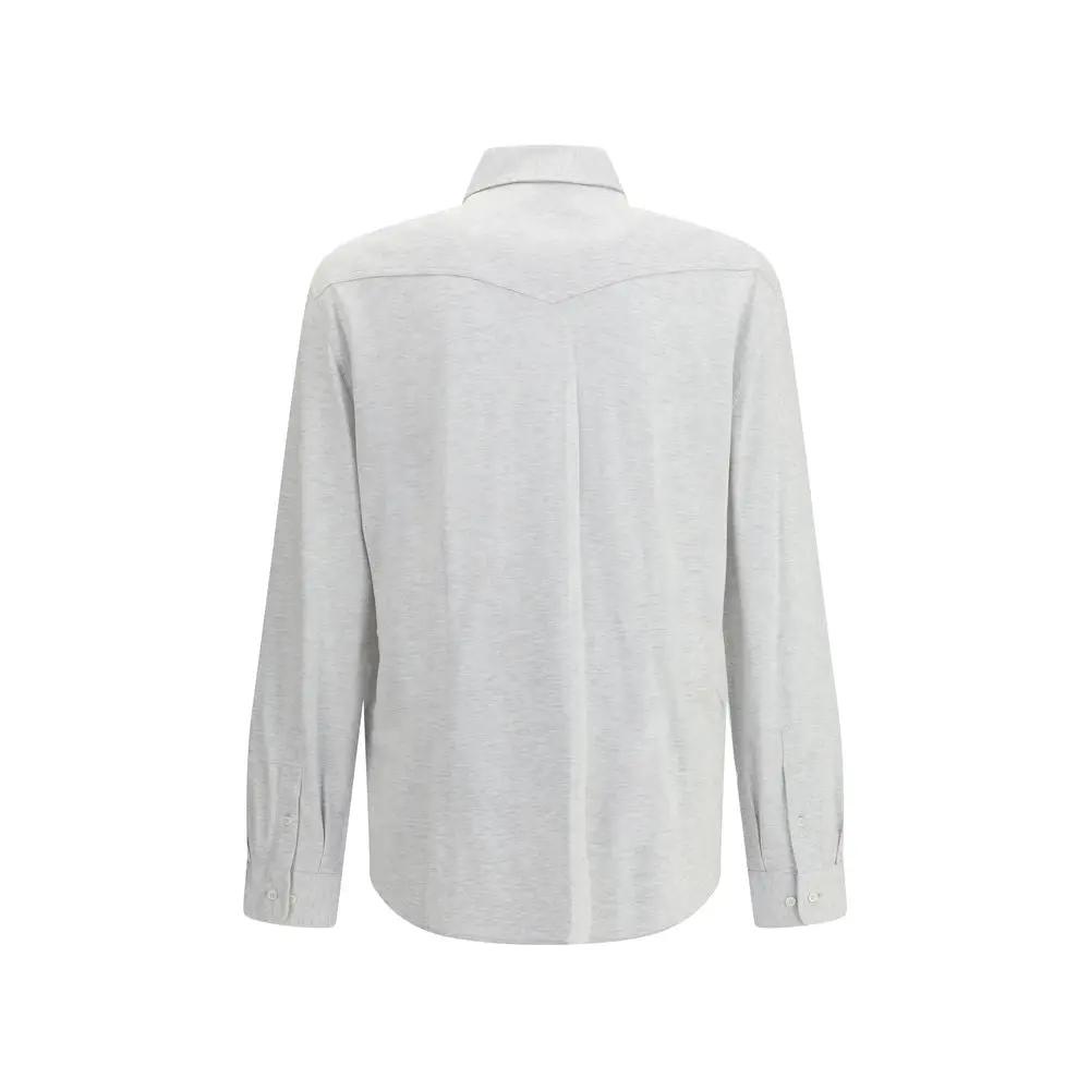 Brunello Cucinelli Gray Denim Shirt