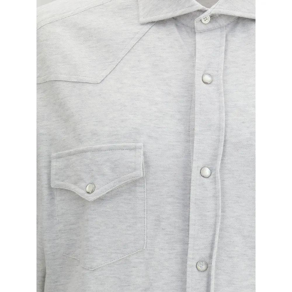 Brunello Cucinelli Gray Denim Shirt