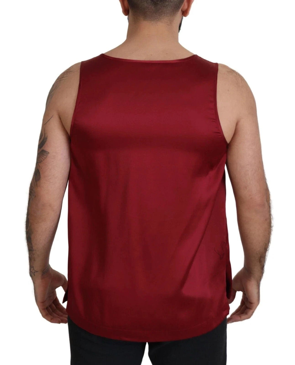 Dolce & Gabbana Red Round Neck Sleeveless Silk T-shirt by Dolce & Gabbana