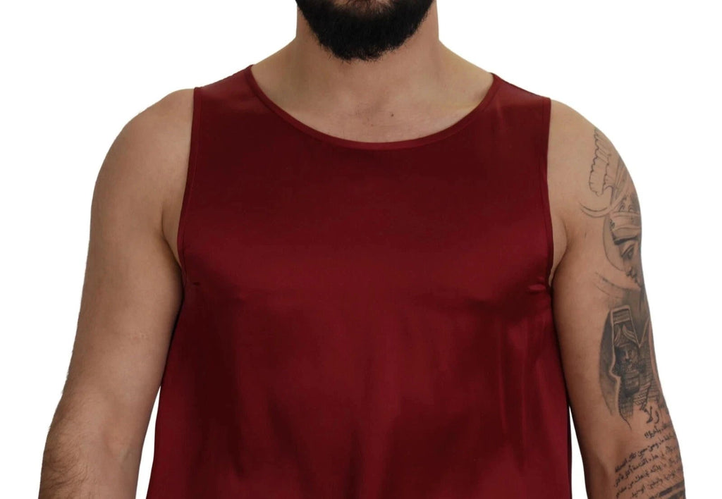 Dolce & Gabbana Red Round Neck Sleeveless Silk T-shirt by Dolce & Gabbana