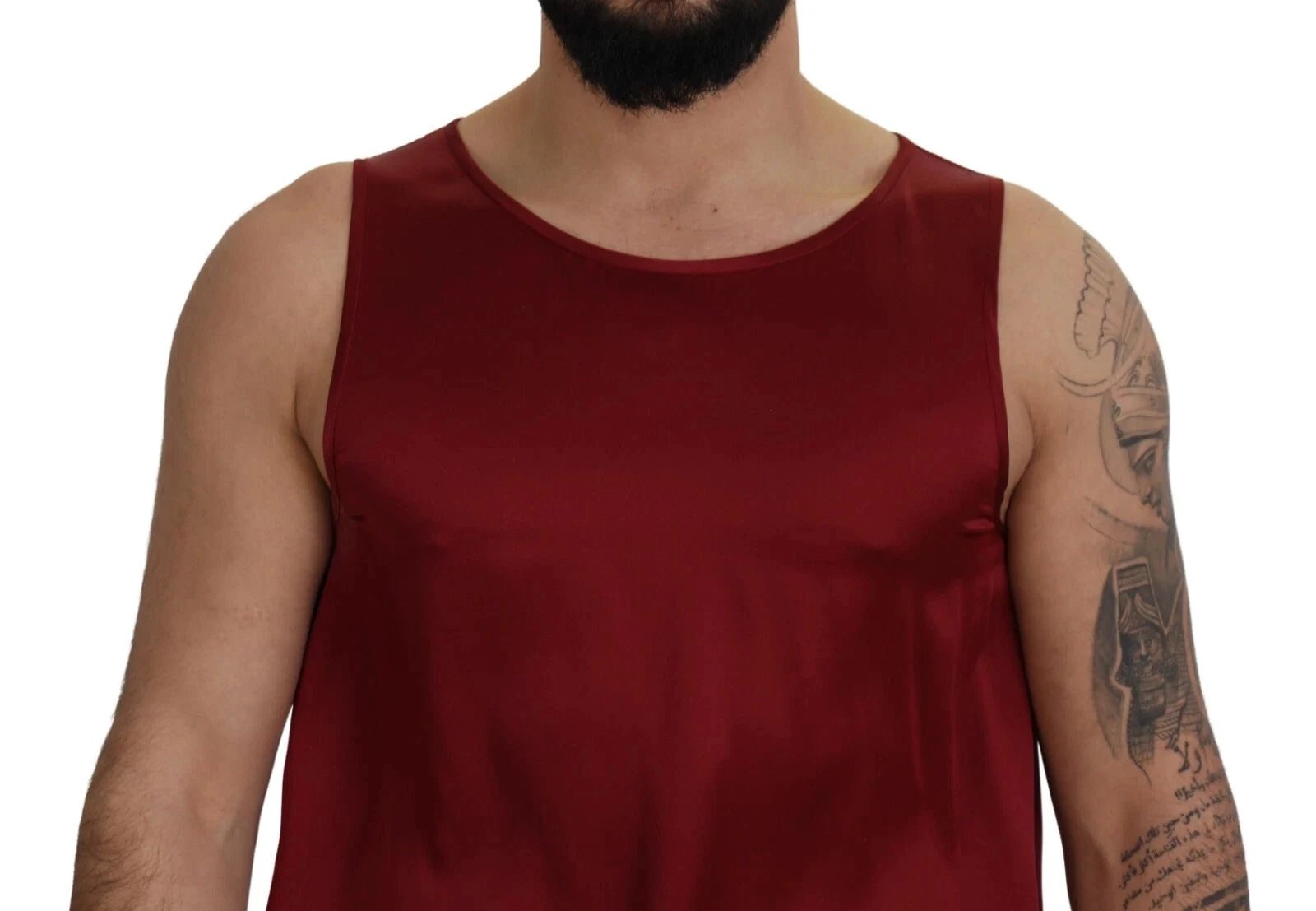 Dolce & Gabbana Red Round Neck Sleeveless Silk T-shirt by Dolce & Gabbana
