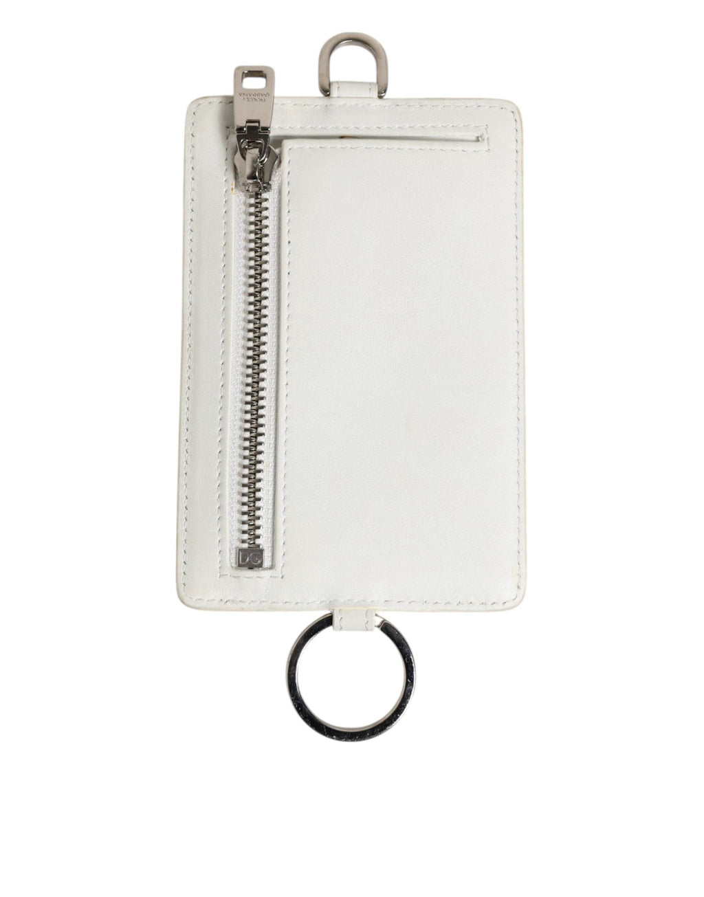 Dolce & Gabbana White Calf Leather Lanyard Logo Card Holder Men Wallet by Dolce & Gabbana