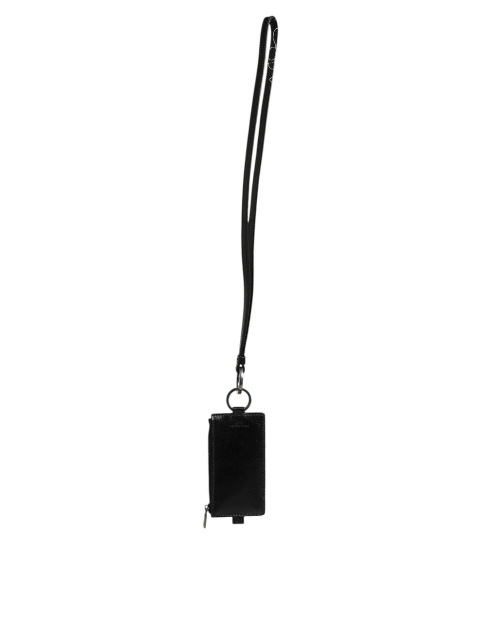 Dolce & Gabbana Black Leather Logo Embossed Lanyard Card Holder Wallet by Dolce & Gabbana
