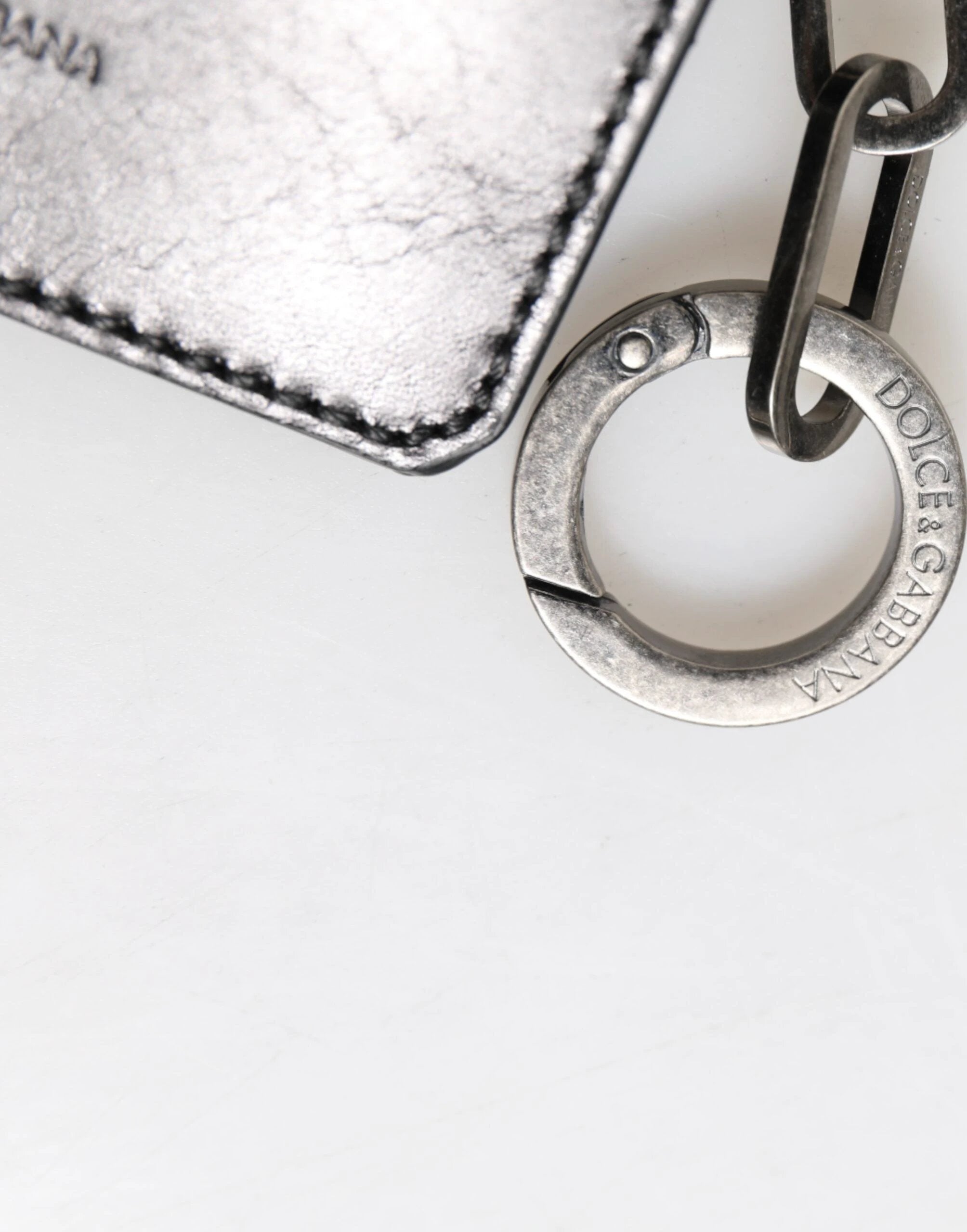 Dolce & Gabbana Wallet Black Leather Logo Embossed Key Chain Card Holder Wallet by Dolce & Gabbana