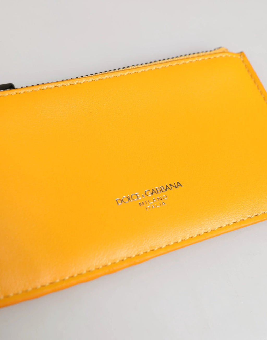 Dolce & Gabbana Yellow Orange Leather Credit Card Key Holder Clip On Wallet by Dolce & Gabbana