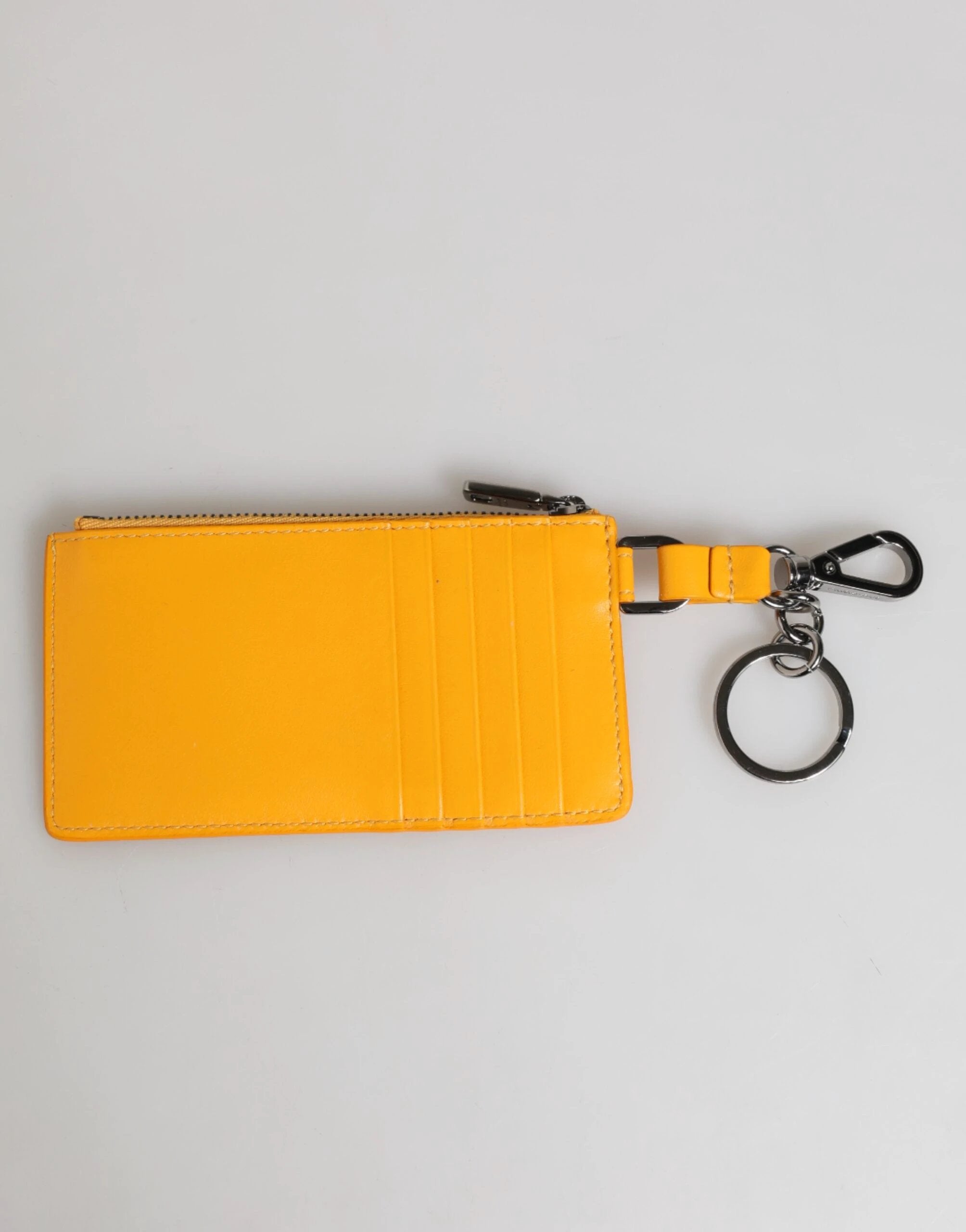 Dolce & Gabbana Yellow Orange Leather Credit Card Key Holder Clip On Wallet by Dolce & Gabbana
