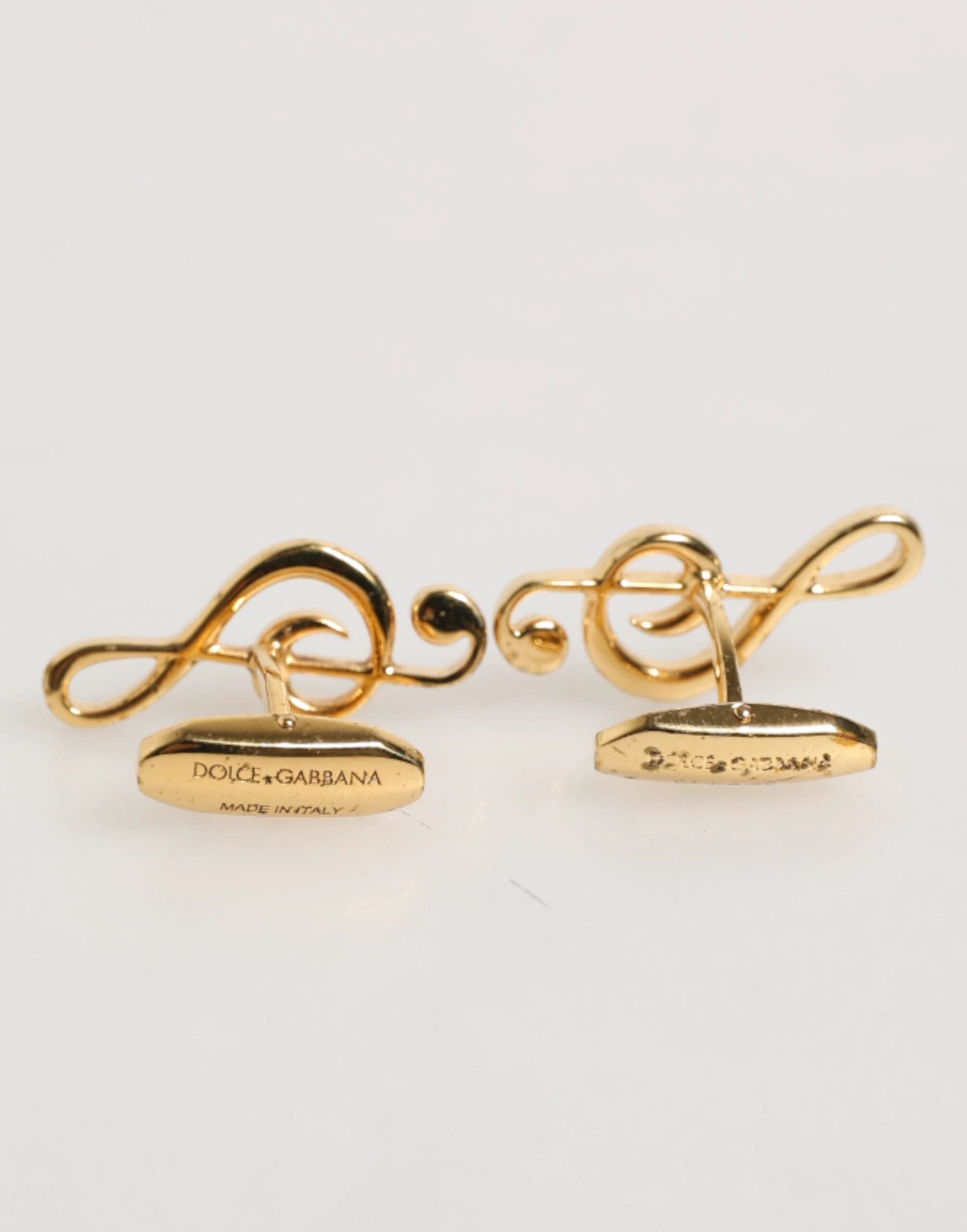 Dolce & Gabbana Gold Musical Note Metal Brass Pin Men Accessory Cufflinks by Dolce & Gabbana