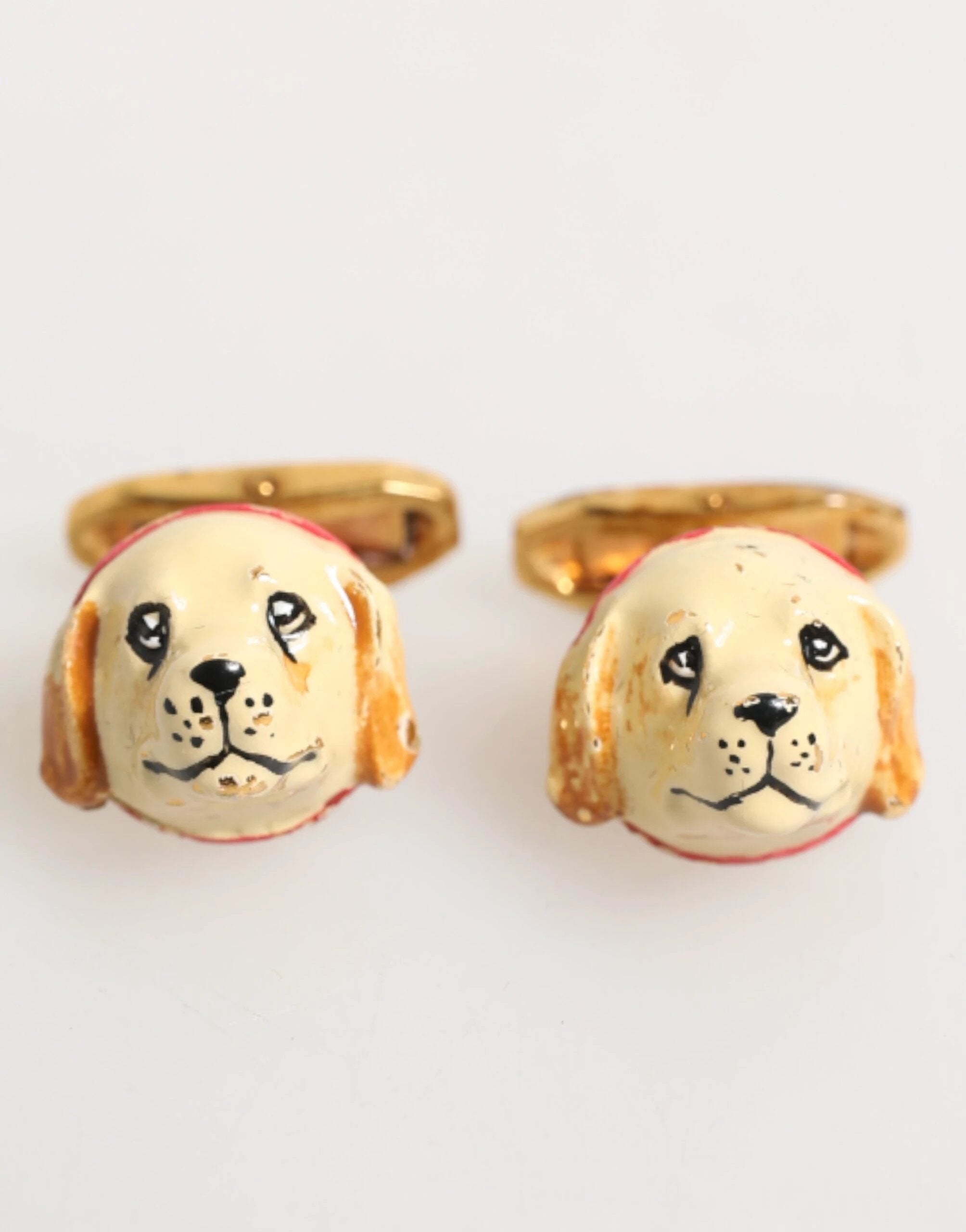 Dolce & Gabbana Brass Gold Tone Dog Puppy Men's Accessories Cufflink by Dolce & Gabbana