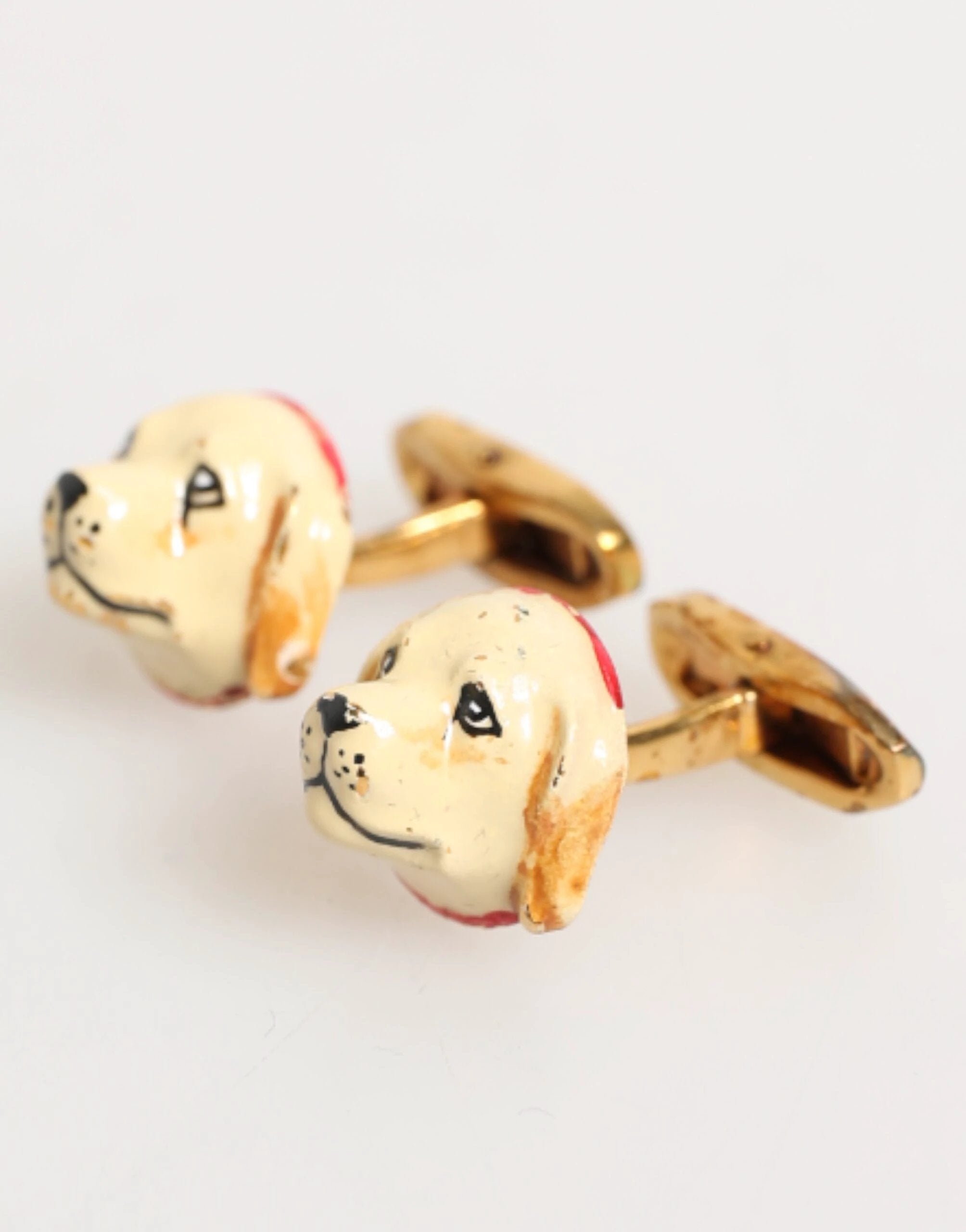 Dolce & Gabbana Brass Gold Tone Dog Puppy Men's Accessories Cufflink by Dolce & Gabbana