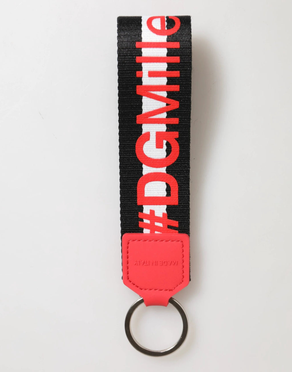 Dolce & Gabbana Red White DG Logo Polyester Brass Holder Keychain Keyring by Dolce & Gabbana