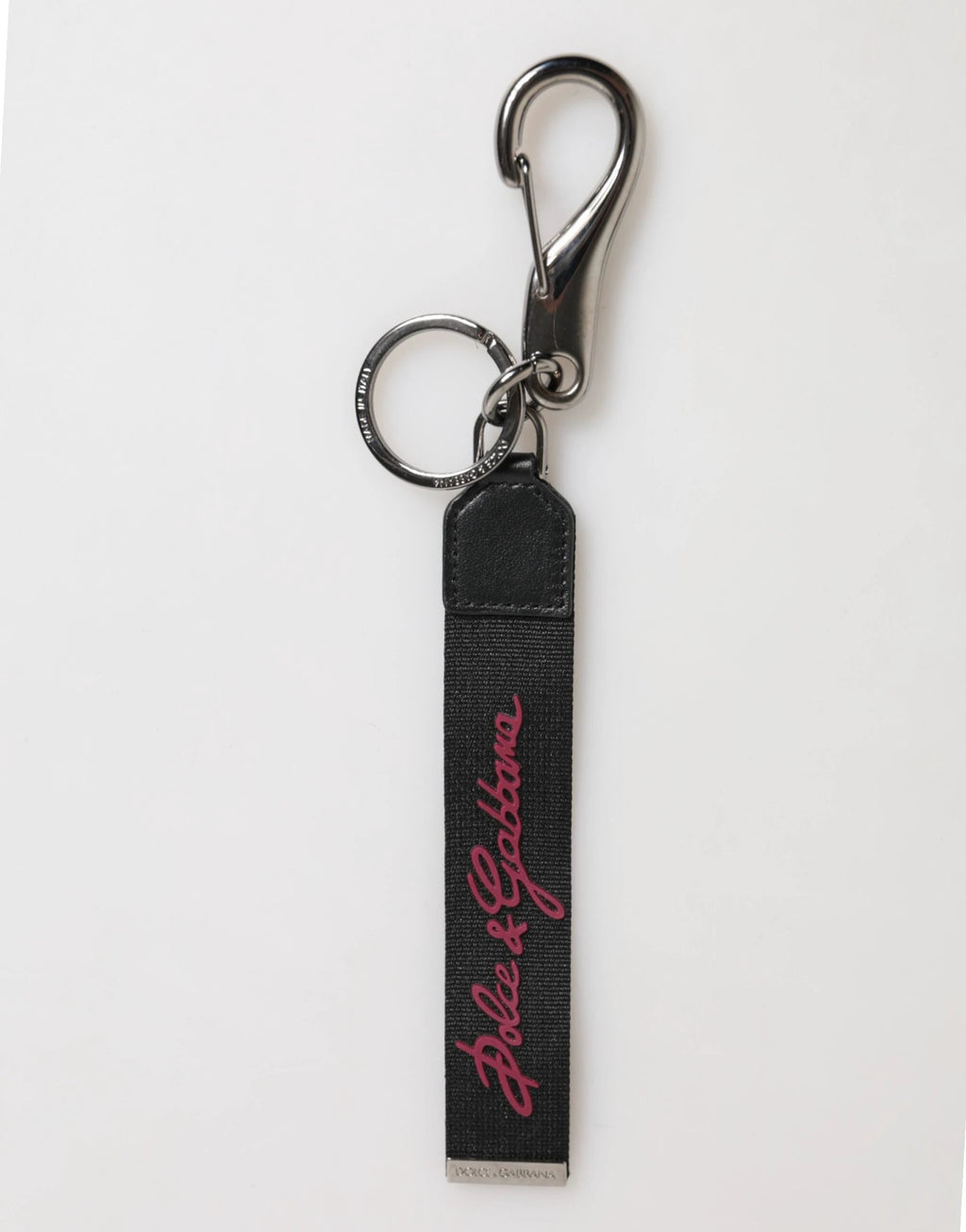 Dolce & Gabbana Black Burgundy Polyester DG Logo Men Keychain Keyring by Dolce & Gabbana
