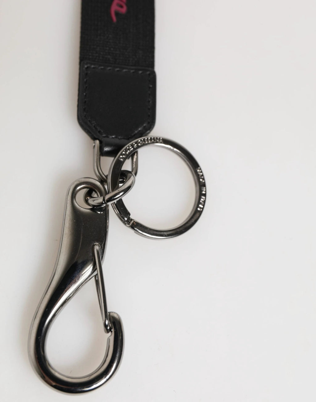 Dolce & Gabbana Black Burgundy Polyester DG Logo Men Keychain Keyring by Dolce & Gabbana