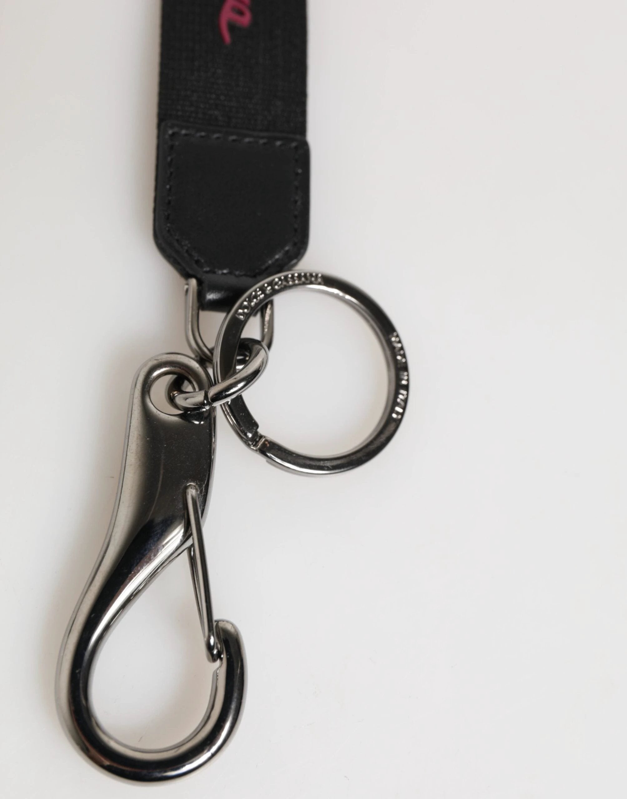 Dolce & Gabbana Black Burgundy Polyester DG Logo Men Keychain Keyring by Dolce & Gabbana