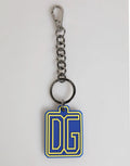 Dolce & Gabbana Blue Yellow DG Rubber Logo Silver Men Keychain Keyring by Dolce & Gabbana