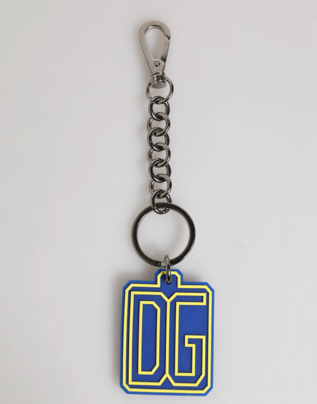 Dolce & Gabbana Blue Yellow DG Rubber Logo Silver Men Keychain Keyring by Dolce & Gabbana