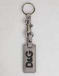 Dolce & Gabbana Gray Leather Logo Metal Ring Keychain Holder Men Keyring by Dolce & Gabbana