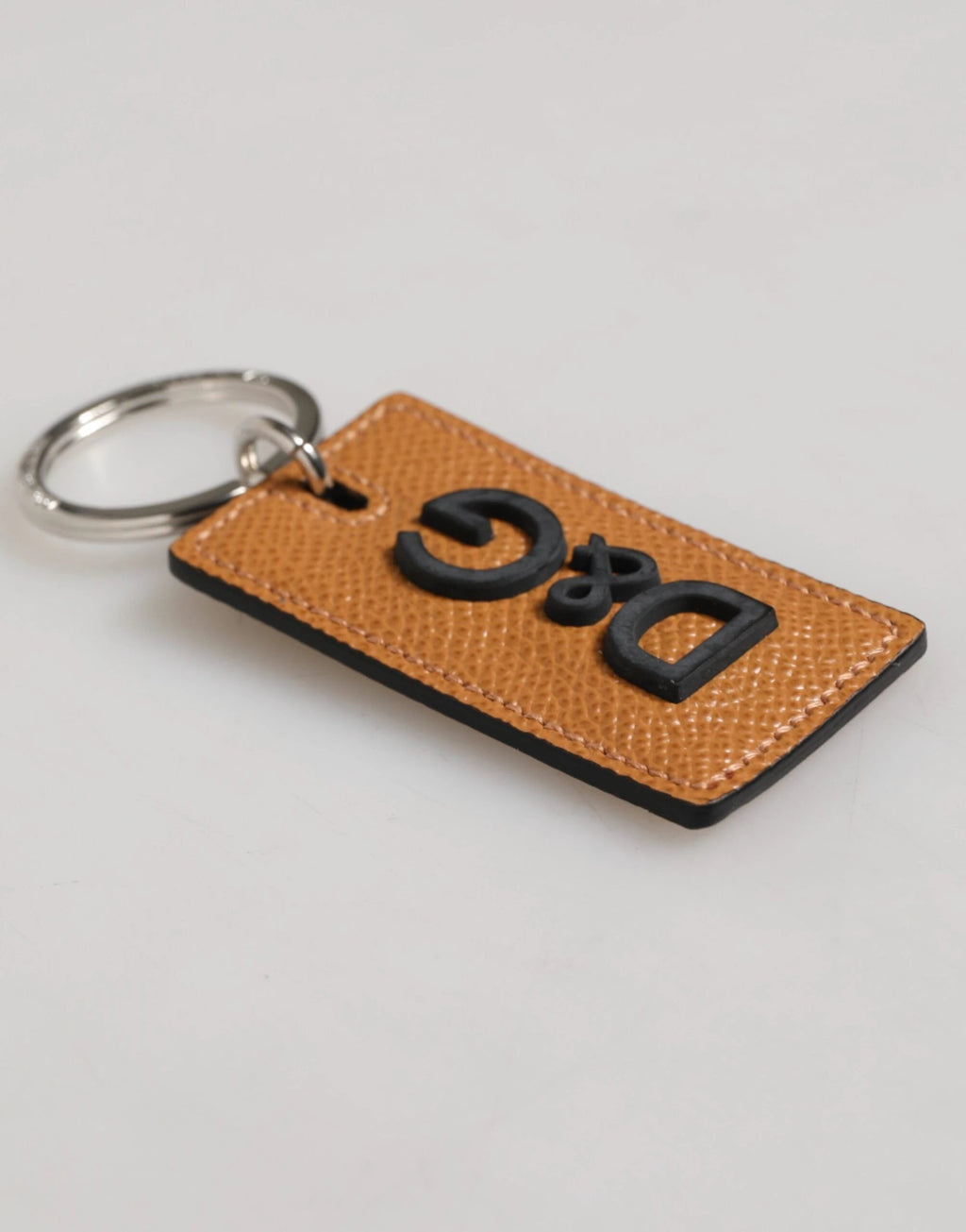 Dolce & Gabbana Brown Leather Logo Metal Ring Keychain Holder Men Keyring by Dolce & Gabbana