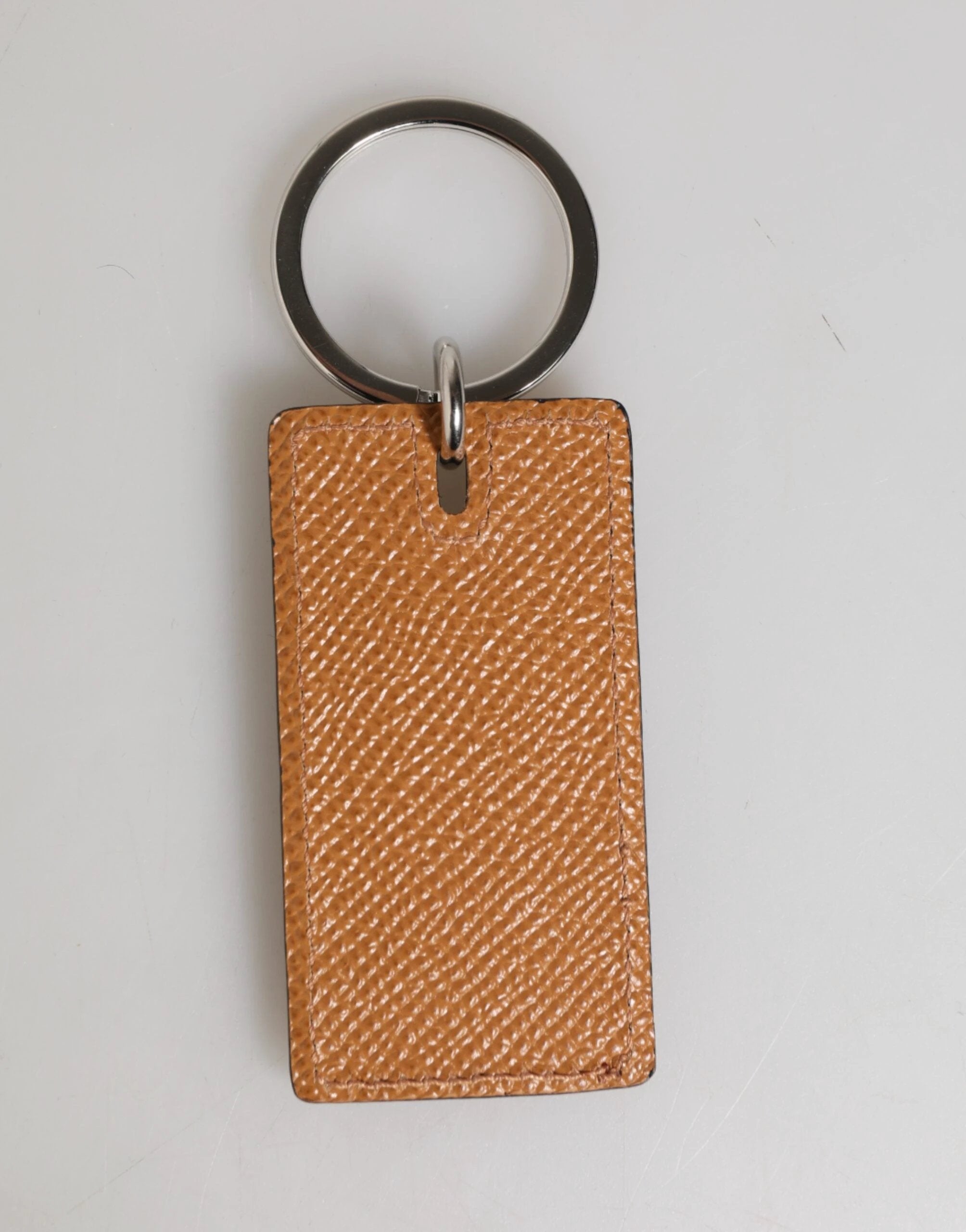 Dolce & Gabbana Brown Leather Logo Metal Ring Keychain Holder Men Keyring by Dolce & Gabbana